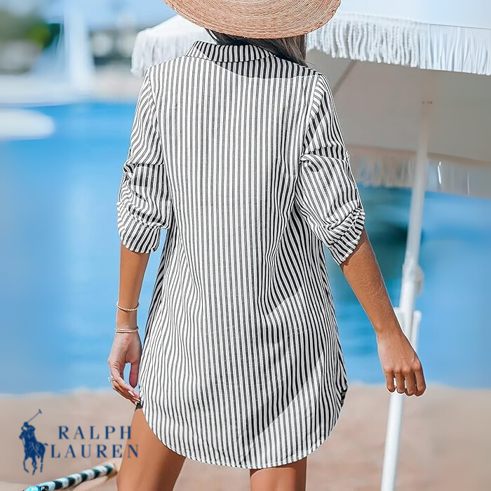 Rаlрh Lаurеn Classic Striped Shirt Dress + Free R. Ꮮаᴜгеn Brie Tote Bag