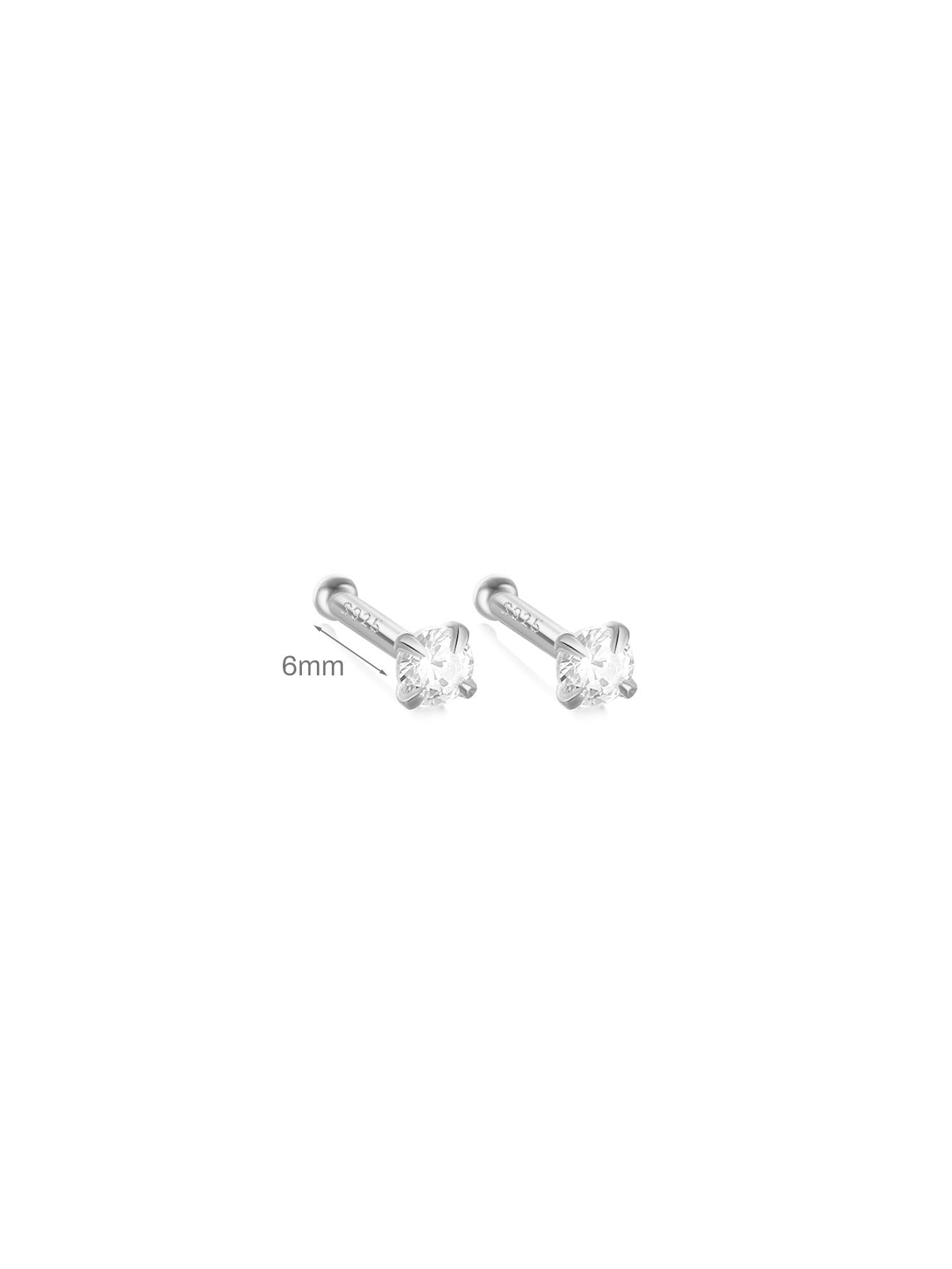 925 Sterling Silber Minimalist Mehrere Größen Piercing Stecker Ohrring