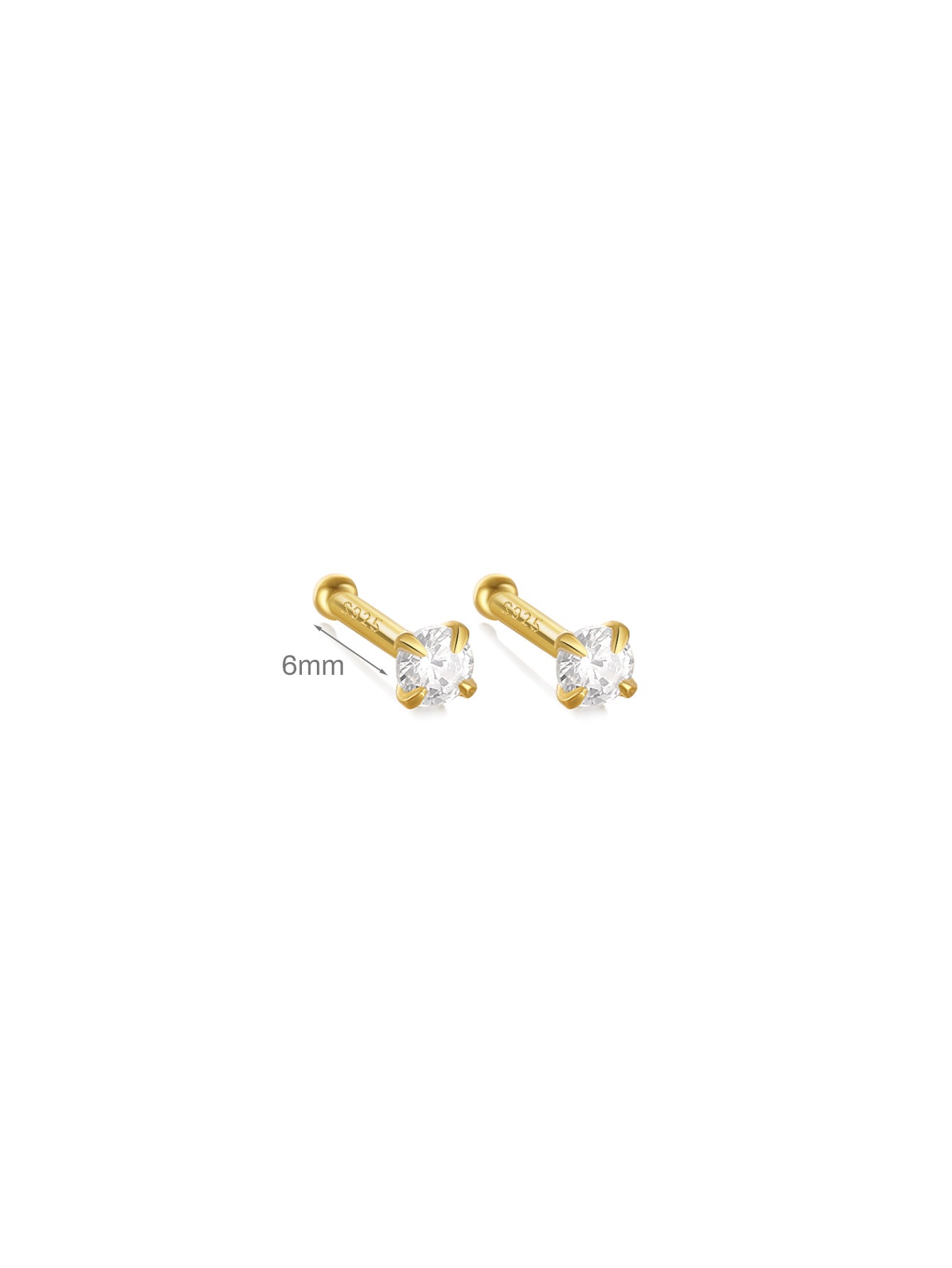 925 Sterling Silber Minimalist Mehrere Größen Piercing Stecker Ohrring
