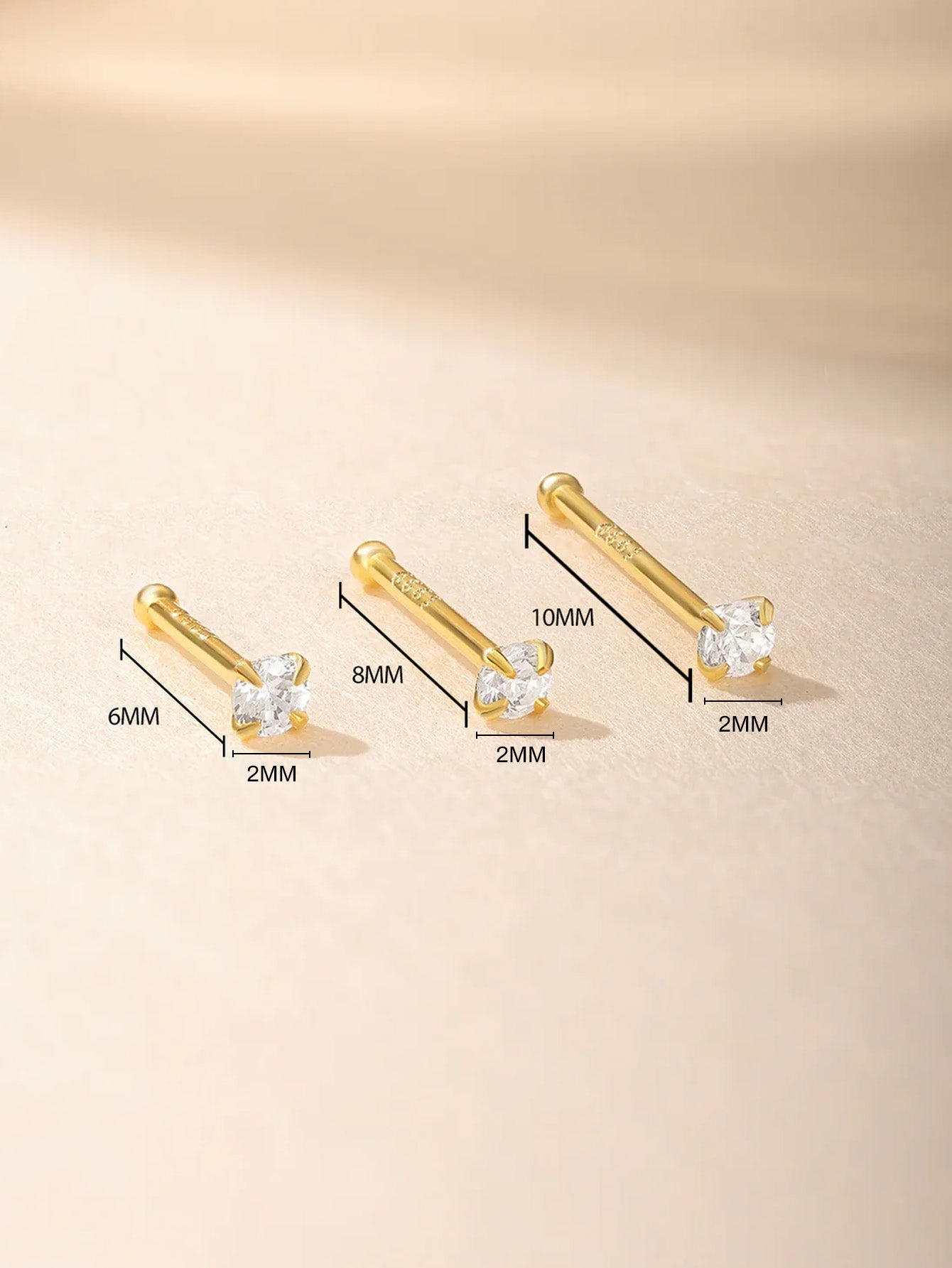 925 Sterling Silber Minimalist Mehrere Größen Piercing Stecker Ohrring