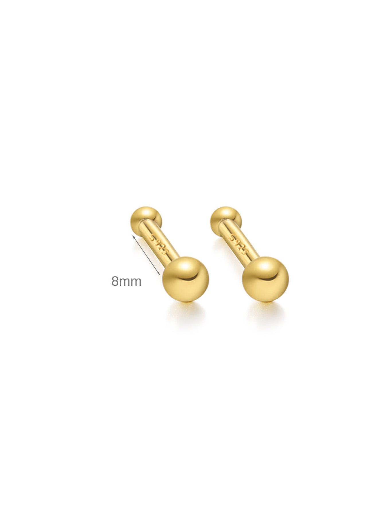925 Sterling Silber Minimalist Mehrere Größen Piercing Stecker Ohrring