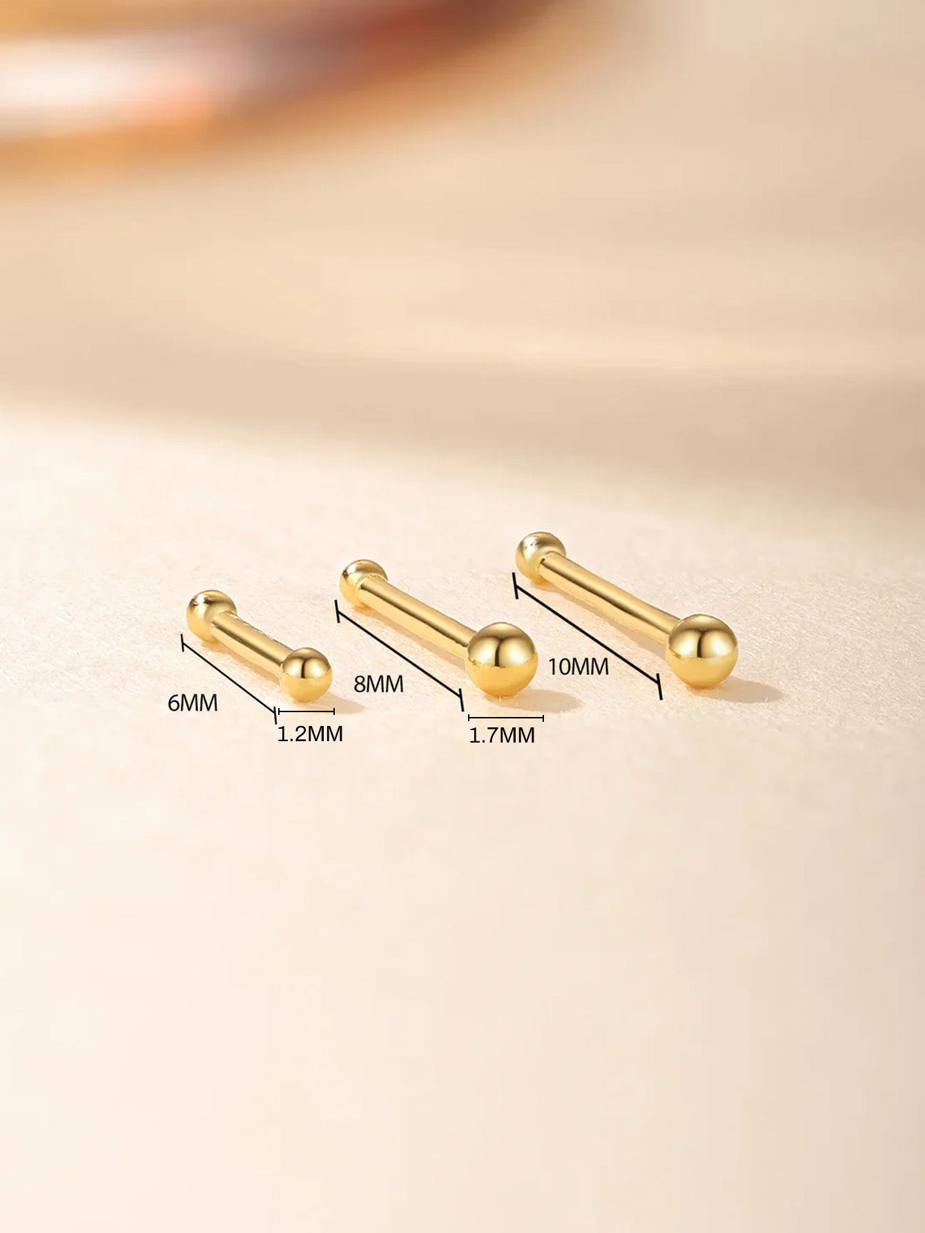 925 Sterling Silber Minimalist Mehrere Größen Piercing Stecker Ohrring