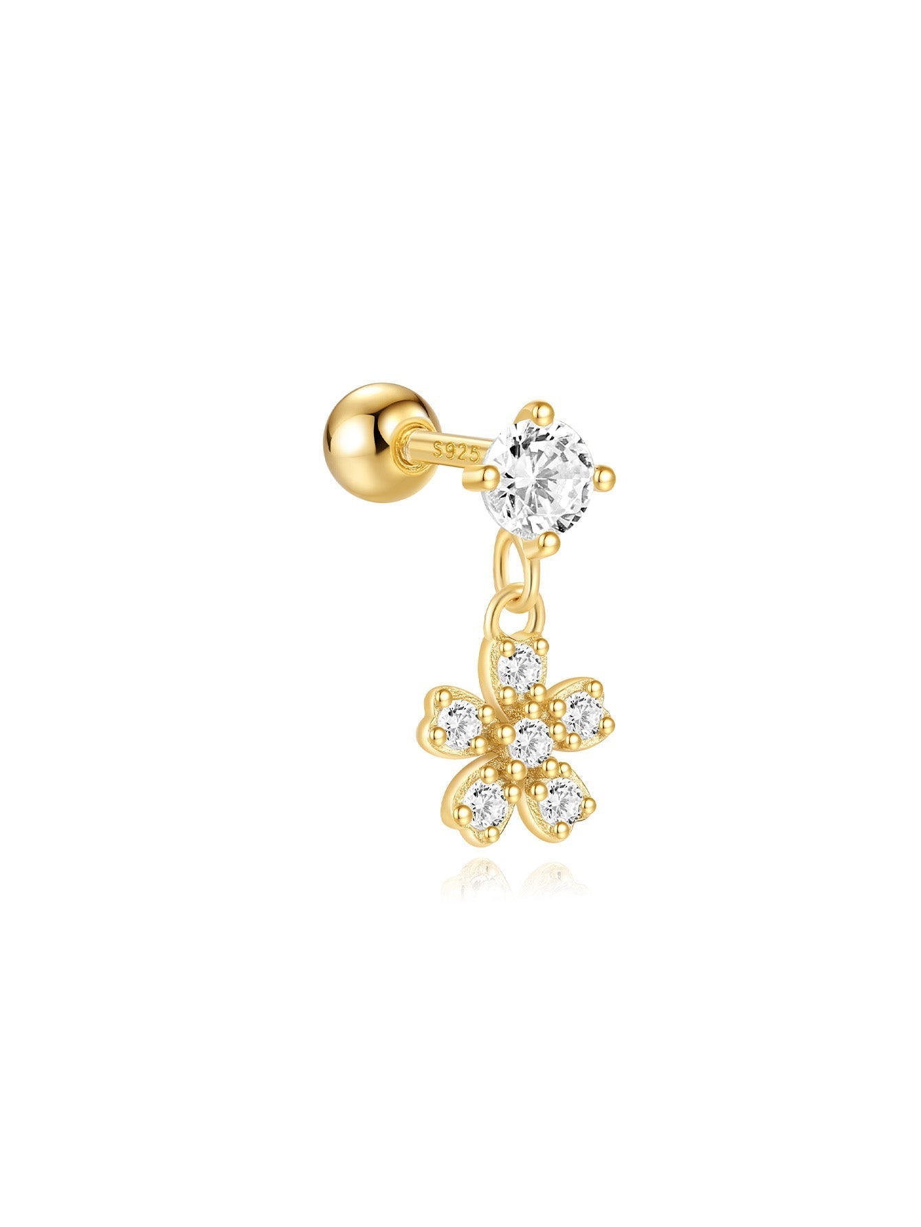 925er Sterlingsilber Kette mit Zirkonia-Stecker- und Hakenohrring-Set