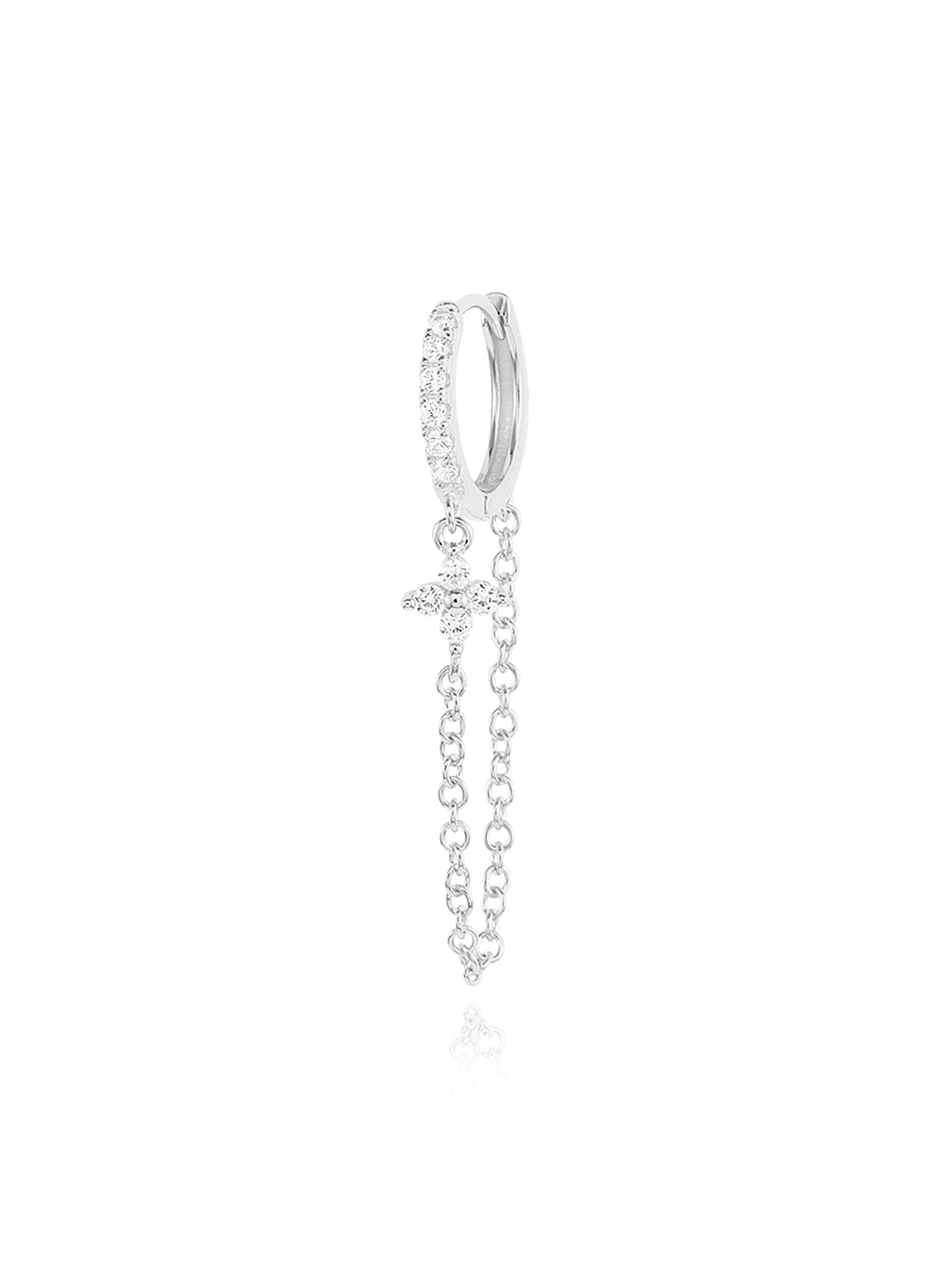 925er Sterlingsilber Kette mit Zirkonia-Stecker- und Hakenohrring-Set