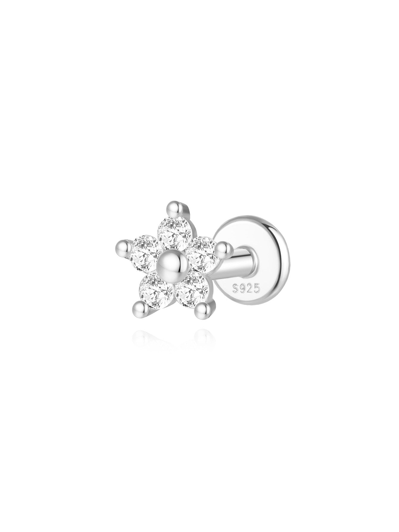 925er Sterlingsilber Kette mit Zirkonia-Stecker- und Hakenohrring-Set