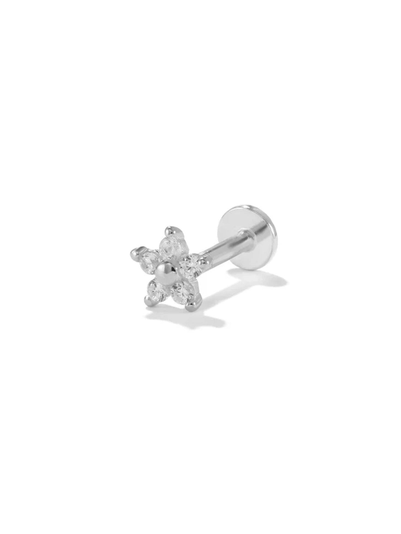 925er Sterling Silber Blumen Zirkonia Stecker-Set