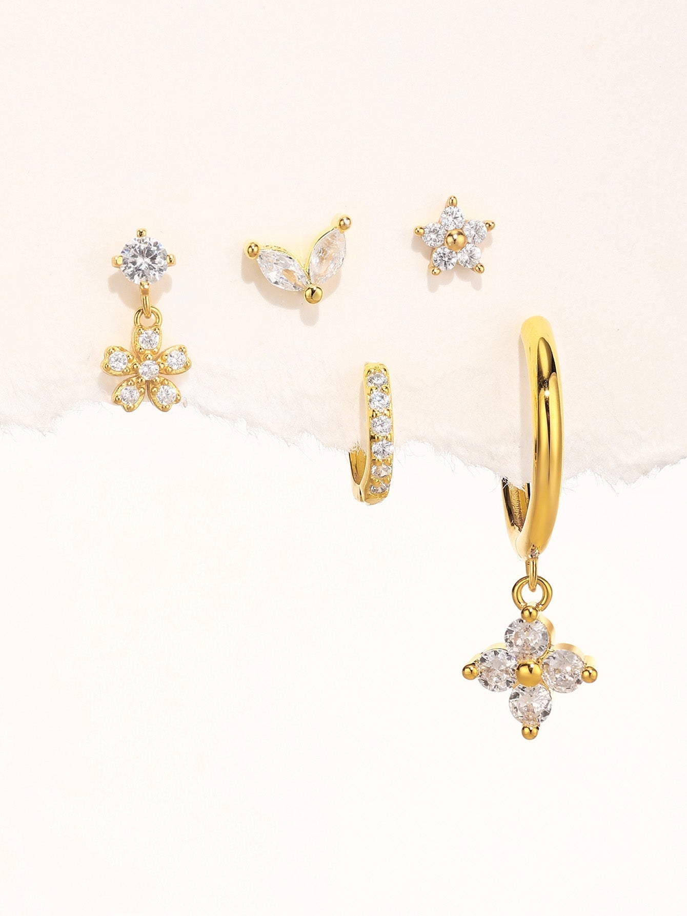925er Sterling Silber Blumen Zirkonia Stecker-Set