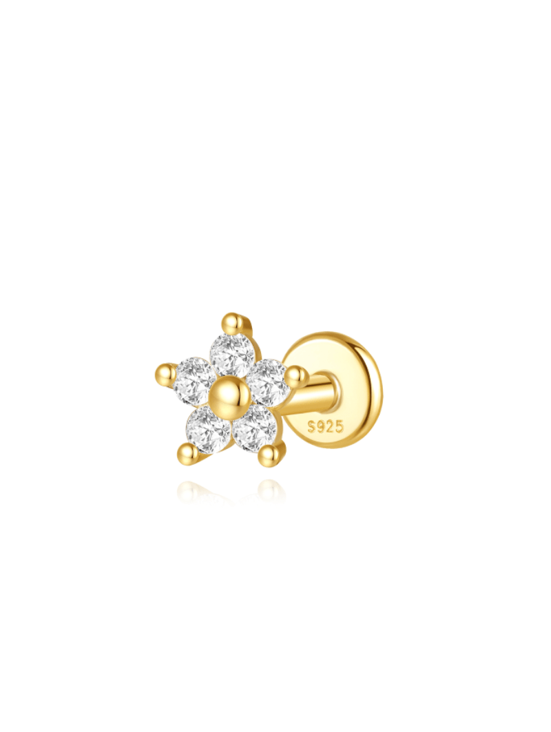 925er Sterling Silber Blumen Zirkonia Stecker-Set