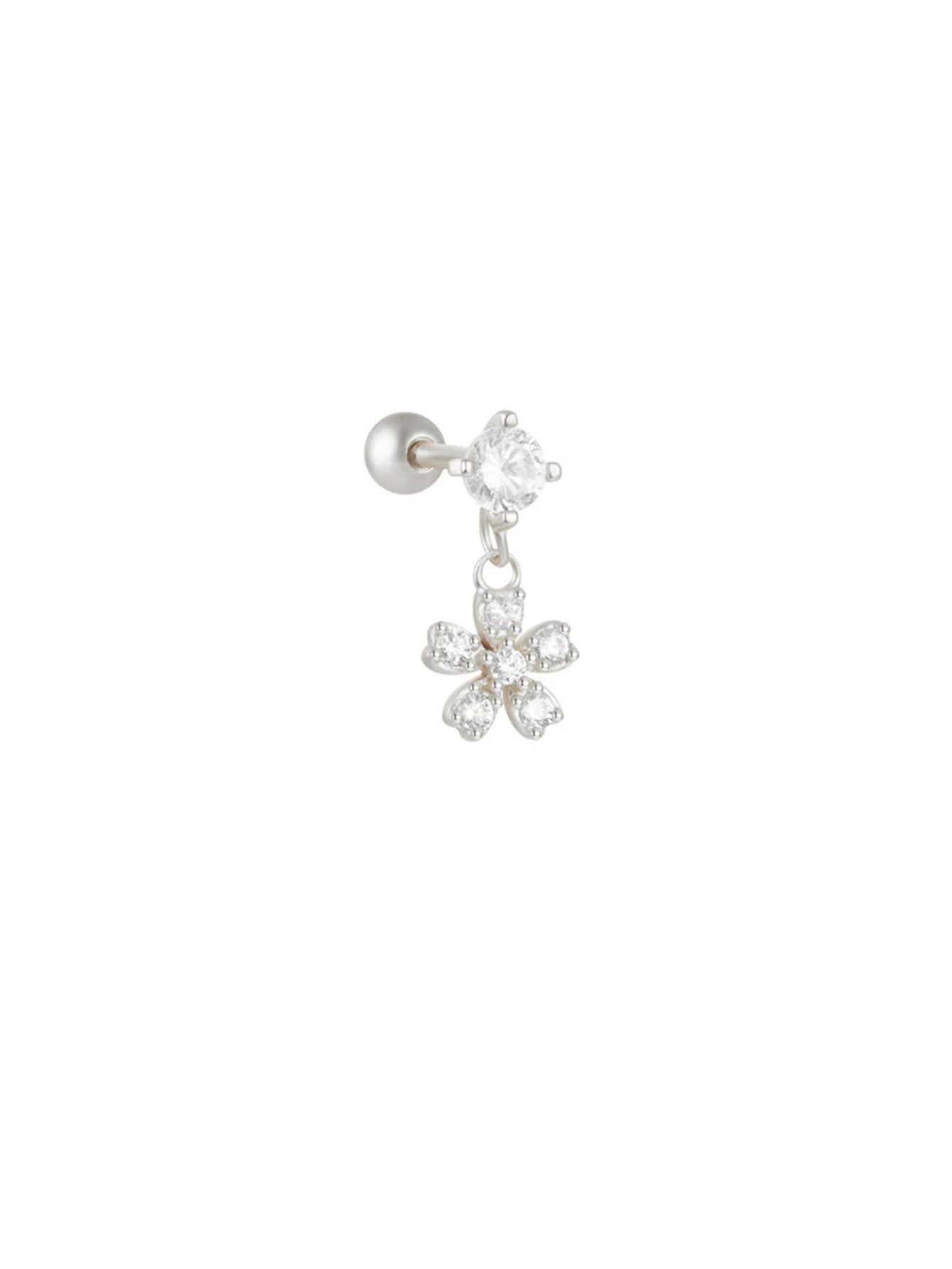 925er Sterling Silber Blumen Zirkonia Stecker-Set