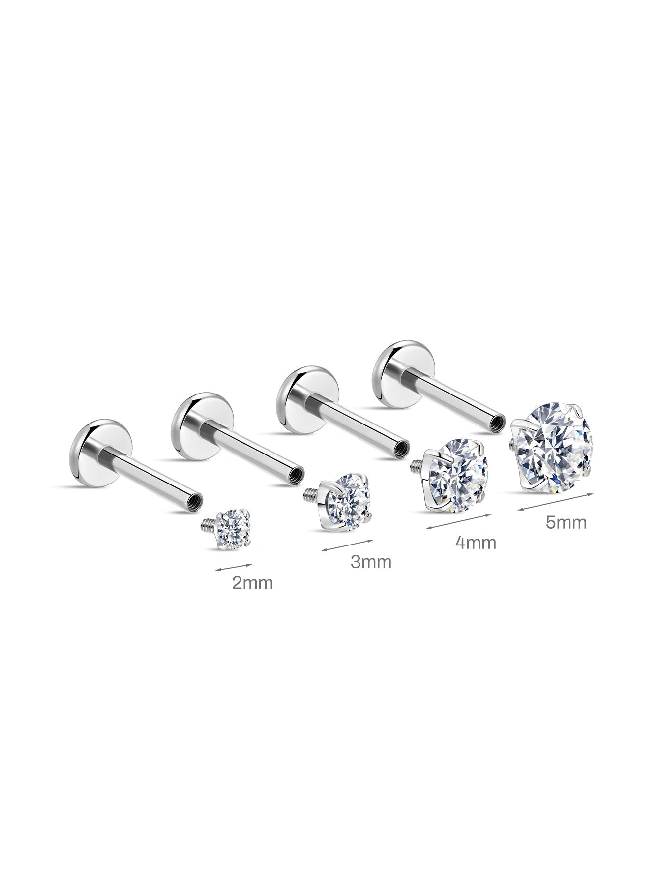 G23 Titan Hypoallergener Glänzender Ohrpiercing-Stecker
