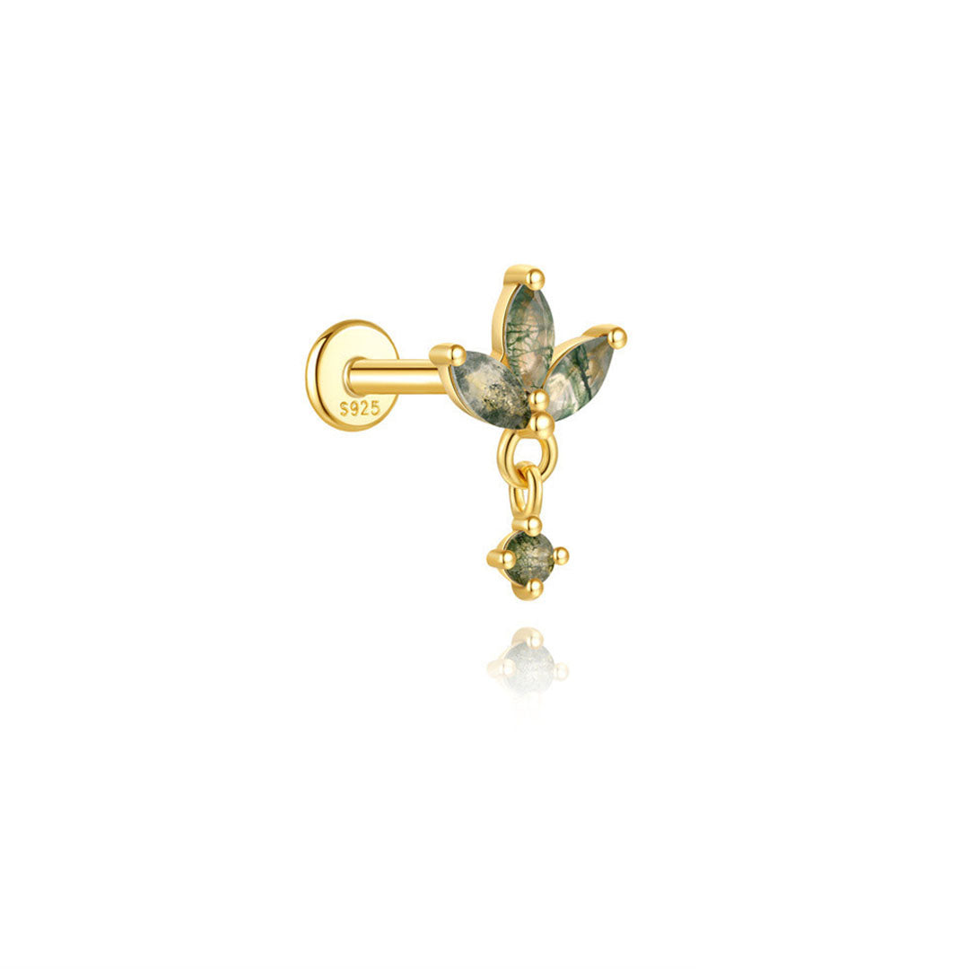 925er Sterlingsilber Wassergras Achat Tassel Knorpelpiercing Ohrstecker