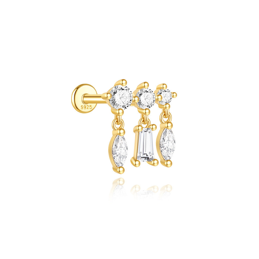 925 Sterling Silber Herz Stern Geometrische Kette Stecker-Ohrringserie