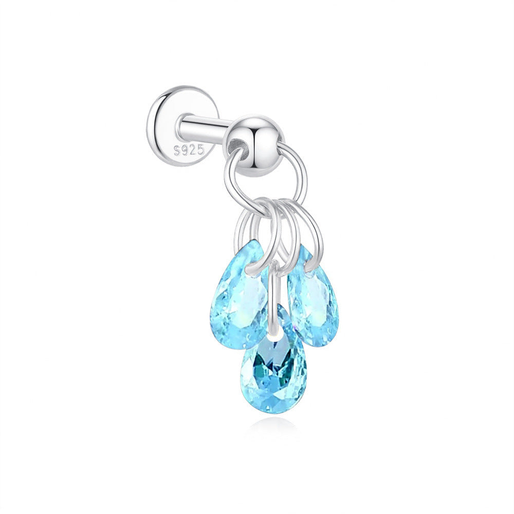 Wasserdichte 925er Sterlingsilber Wasser Tropfen Piercing-Ohrrings Serie