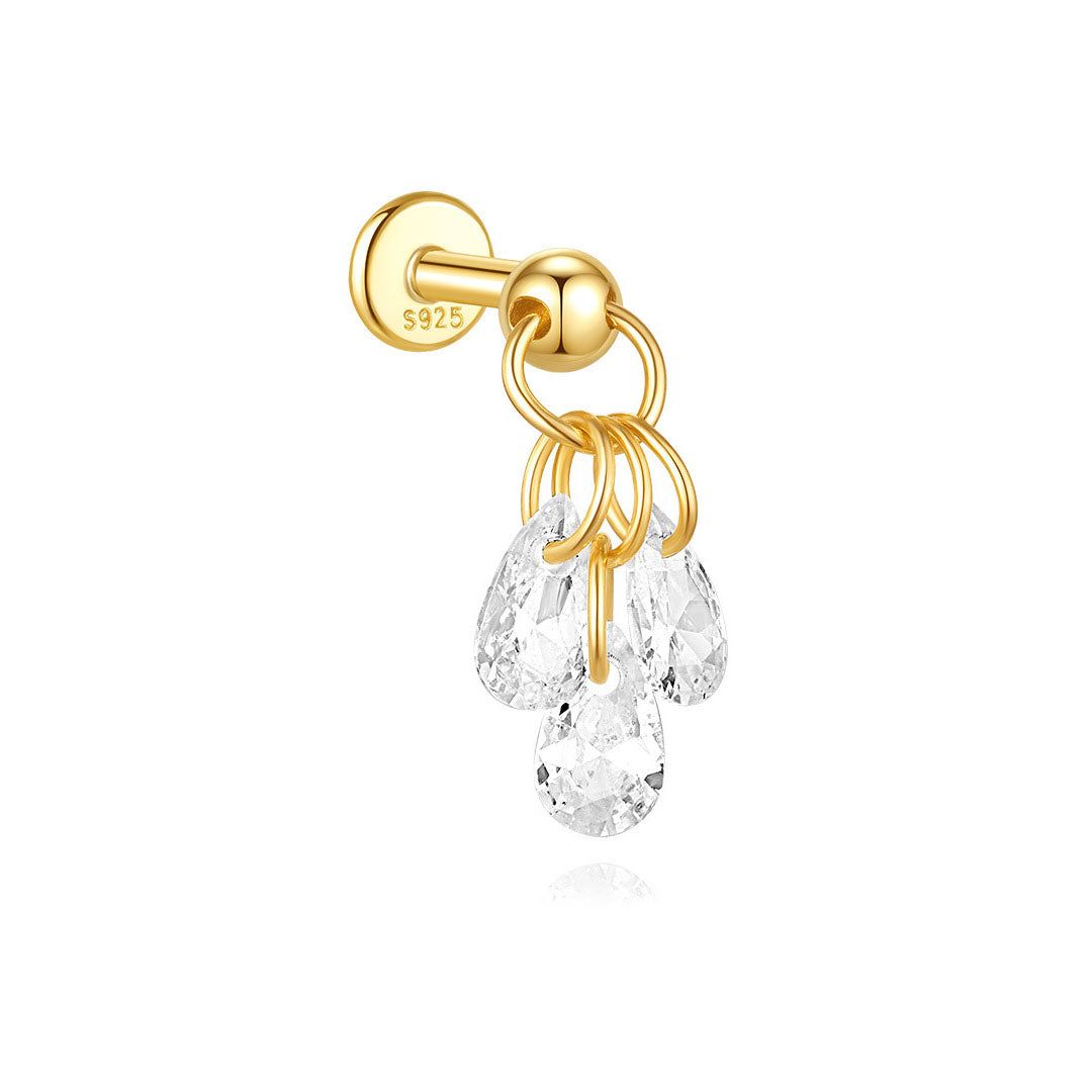 Wasserdichte 925er Sterlingsilber Wasser Tropfen Piercing-Ohrrings Serie