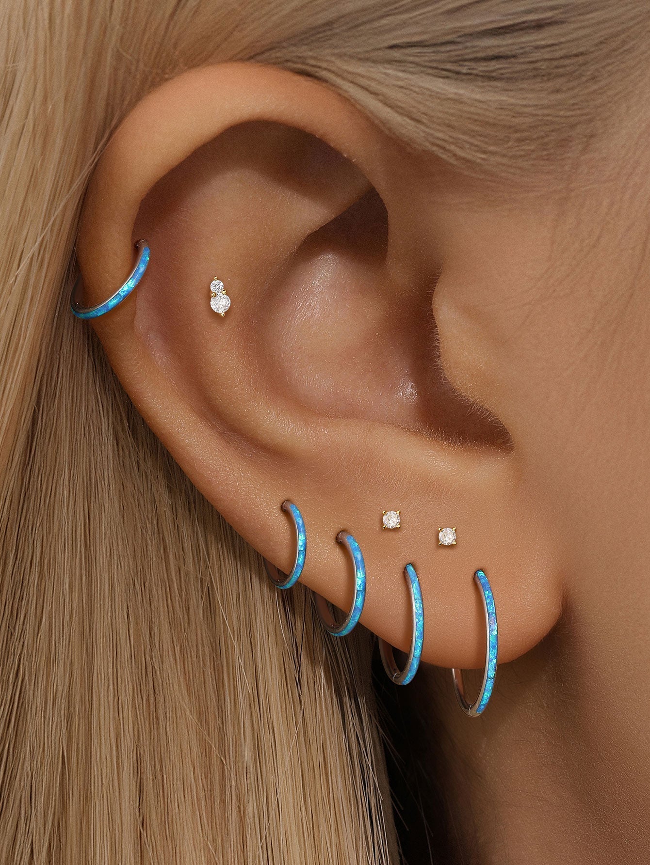 G23 Titanium Waterproof Knorpelring 16G – Blau Opal Mehrere Größen