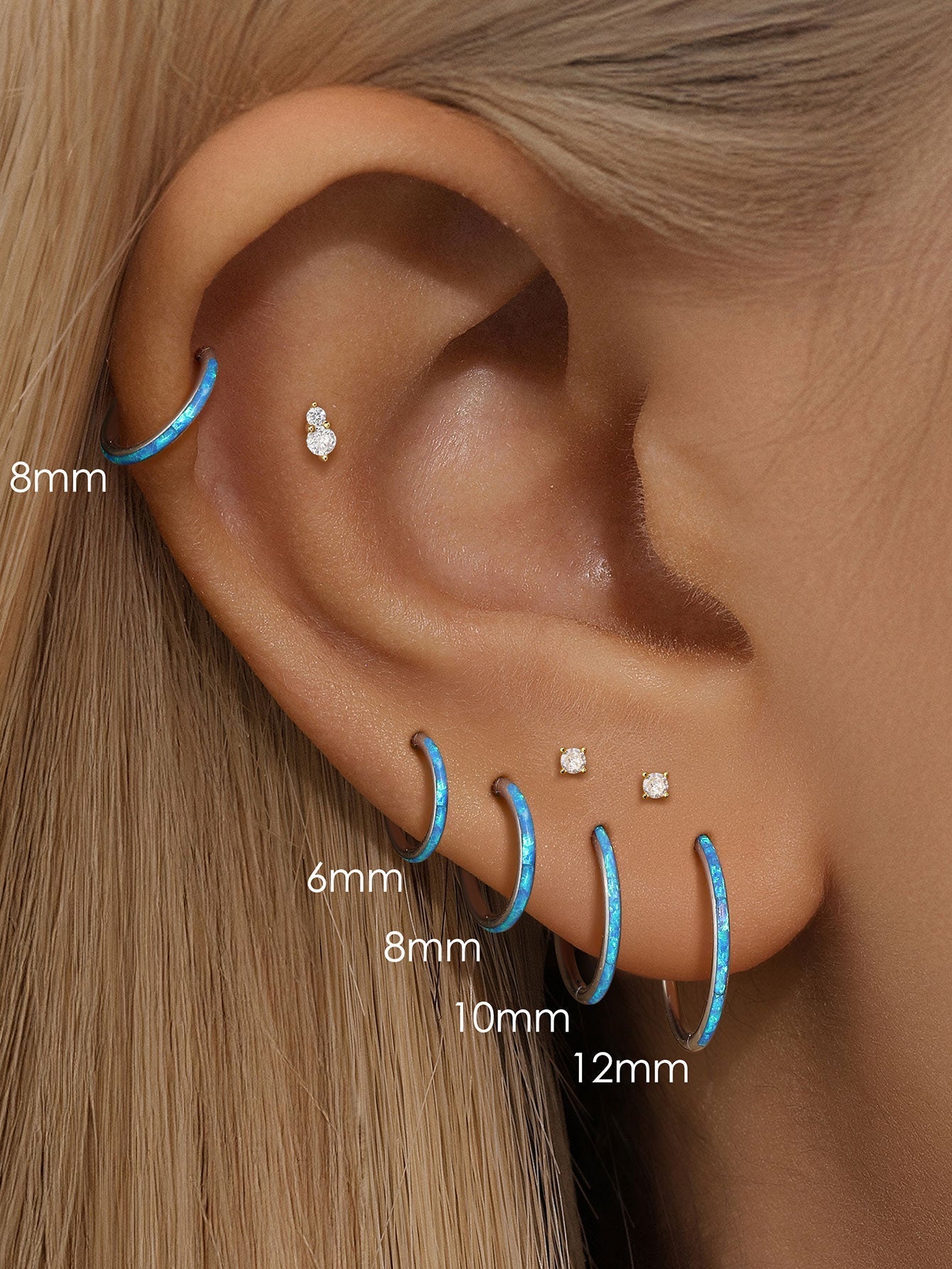 G23 Titanium Waterproof Knorpelring 16G – Blau Opal Mehrere Größen