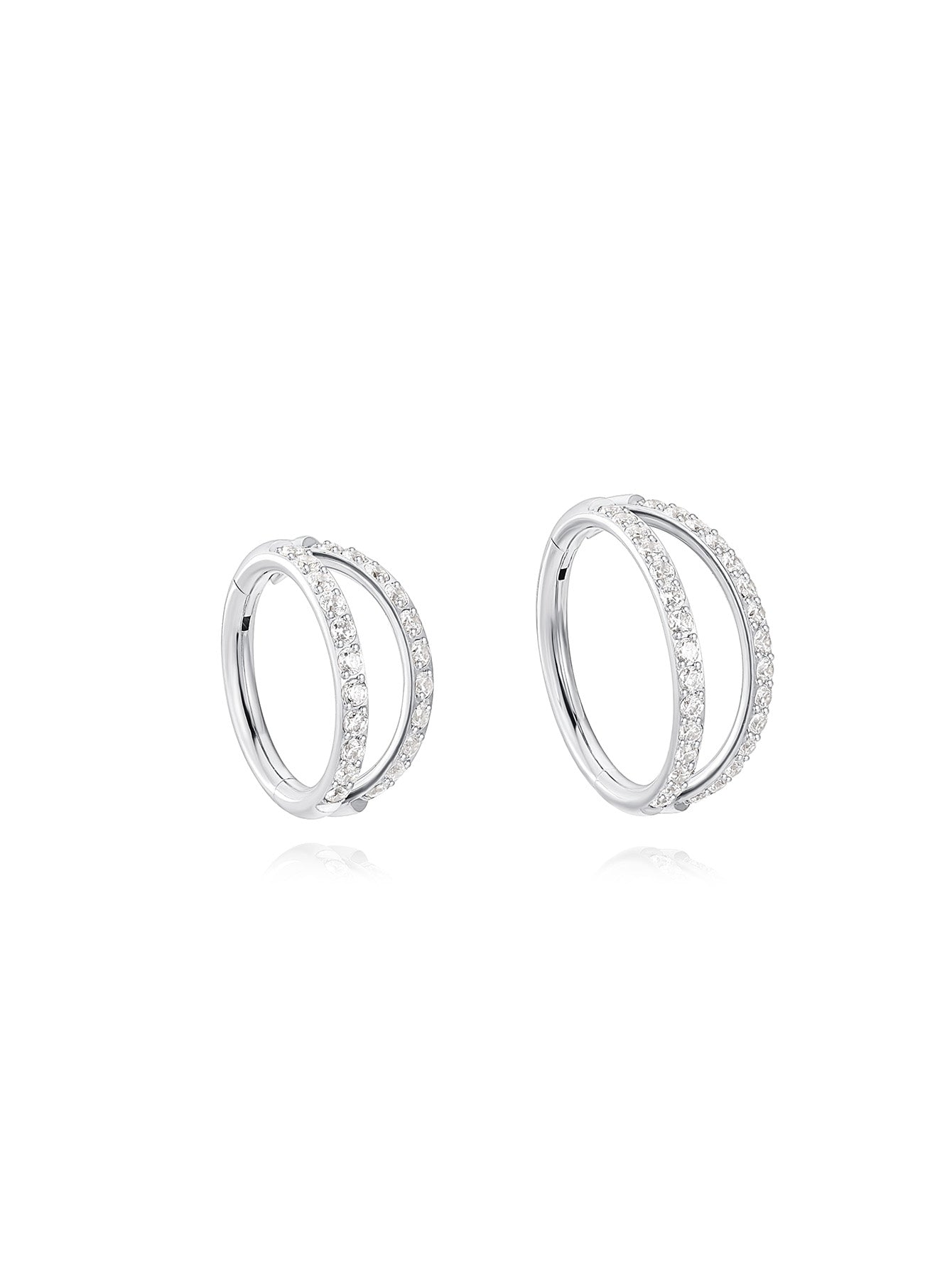 G23 Titanwasserfestes Doppel-Hoop-Ohrpiercing für Knorpel 16G – 5A CZ, Verschiedene Größen