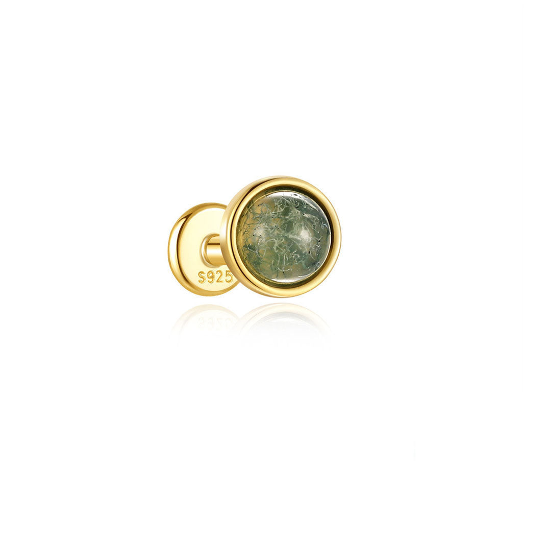 925er Sterling Silber Allround Wassergras Achat Ohrpiercing-Stud