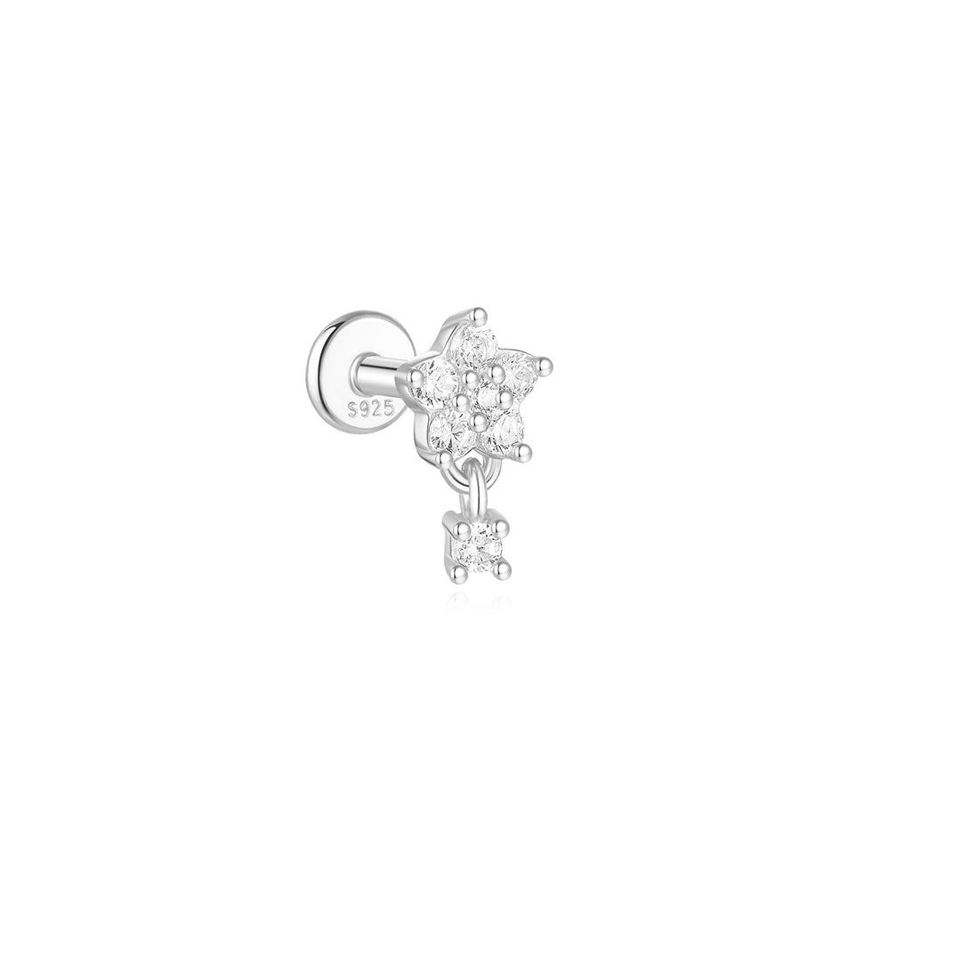 925er Sterling Silber Blumen Tropfen Stern Mond Ohrstecker