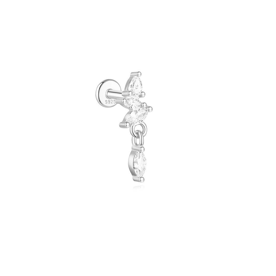 925 Sterling Silber Wasserdichte Blumen Tropfen Stern Mond Stecker Ohrringserie