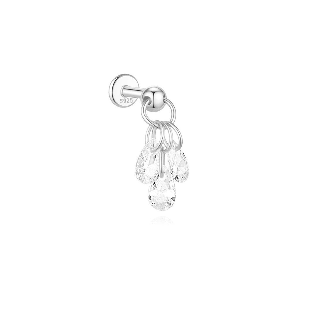 925er Sterling Silber Blumen Tropfen Stern Mond Ohrstecker