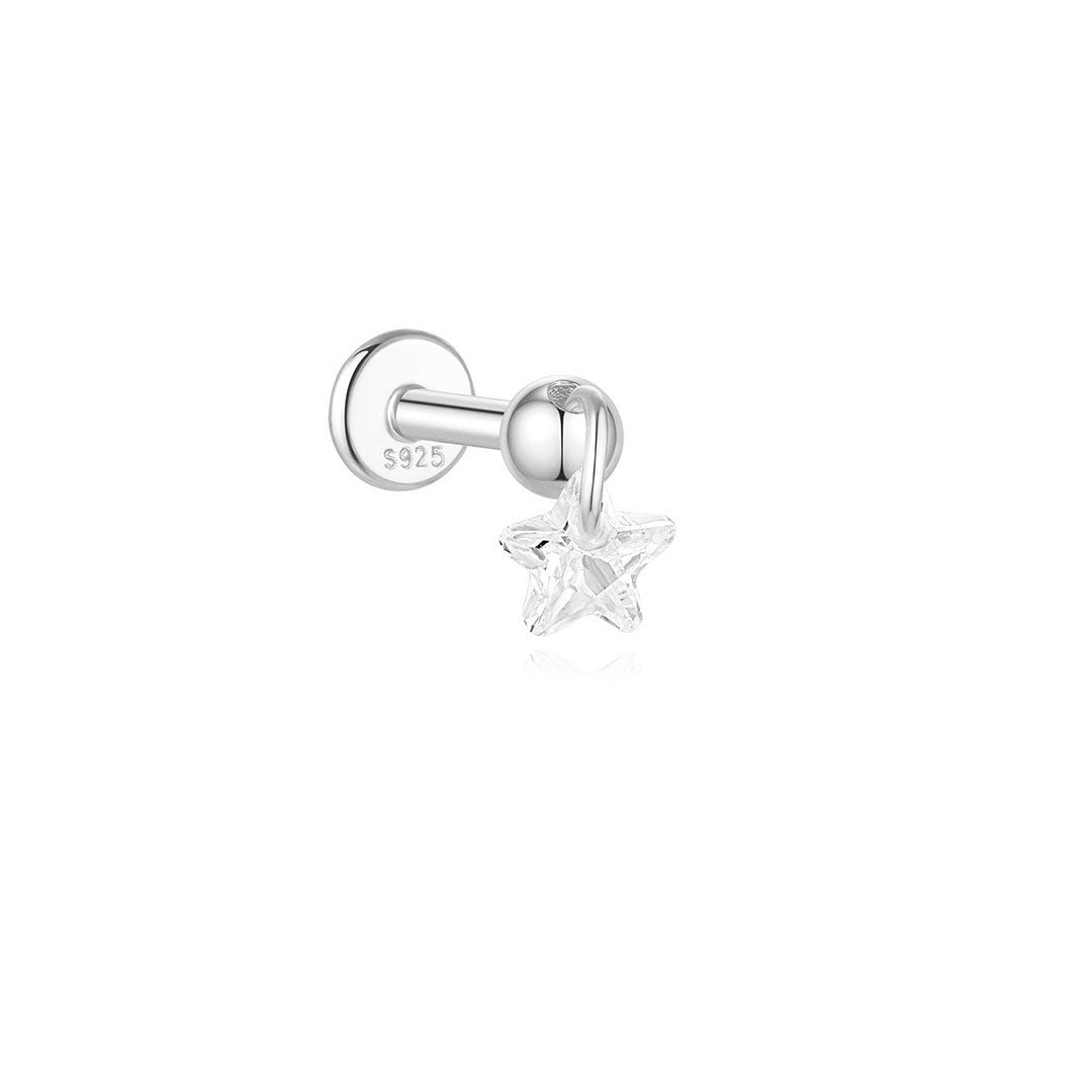 925 Sterling Silber Wasserdichte Blumen Tropfen Stern Mond Stecker Ohrringserie
