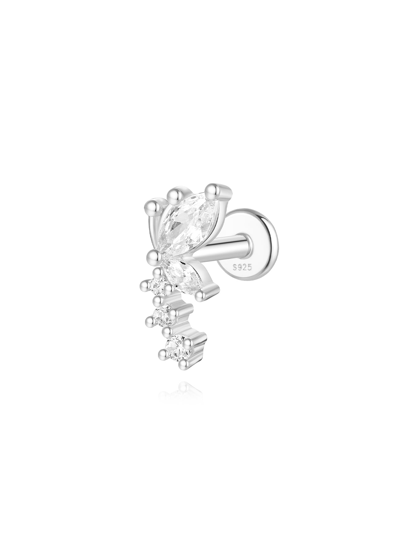 925er Sterling-Silber Blumen Pave Zirkon Ohrrings Serie