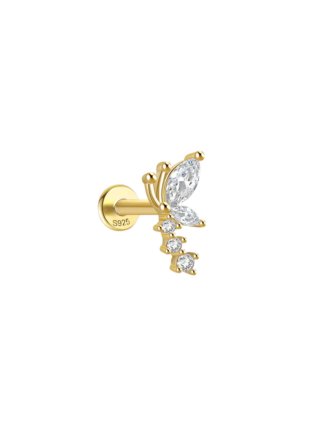 925er Sterling-Silber Blumen Pave Zirkon Ohrrings Serie