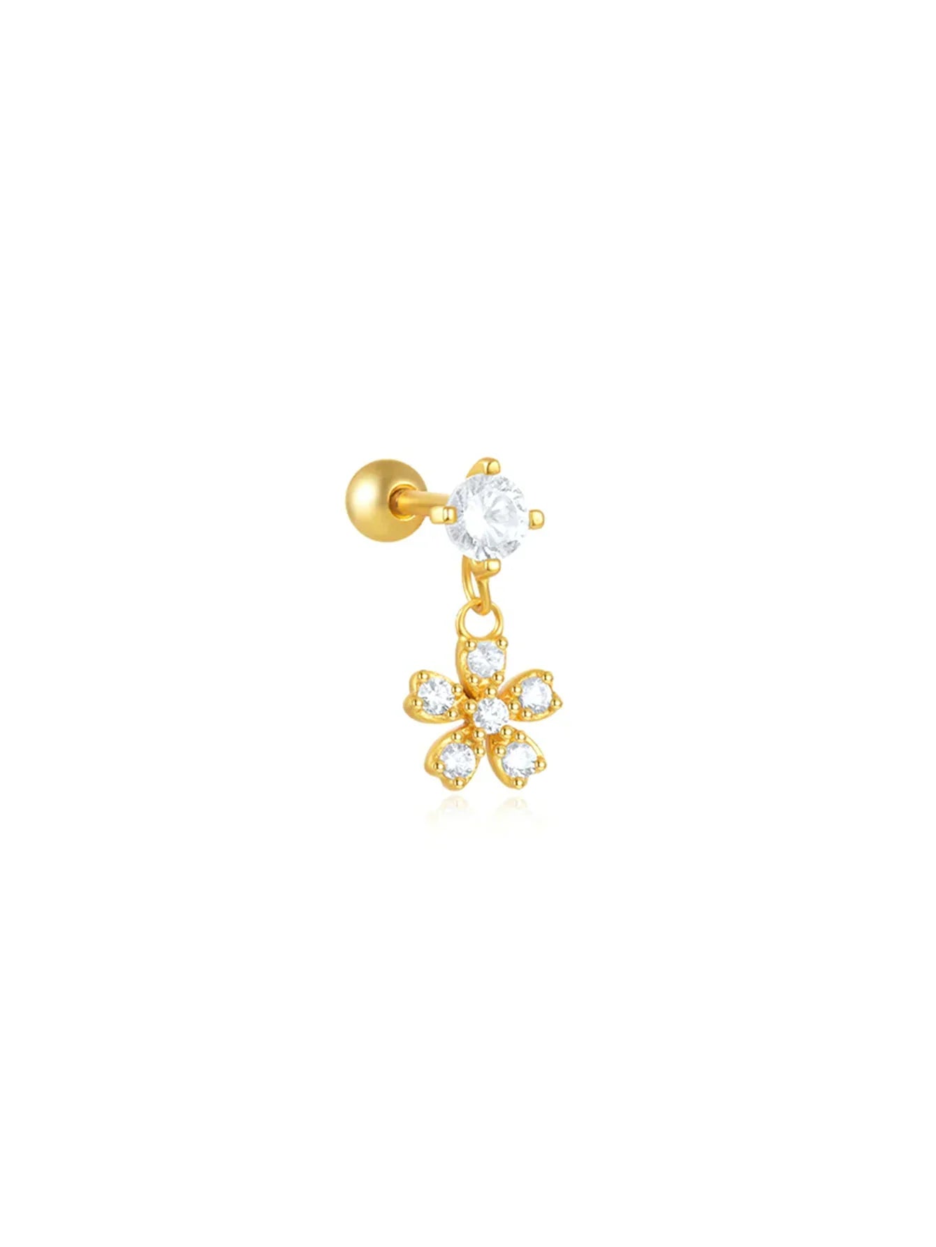 Sterlingsilber Wasserdichte Schmetterlings-Blumen Zirkon All-Match Ohrring-Set