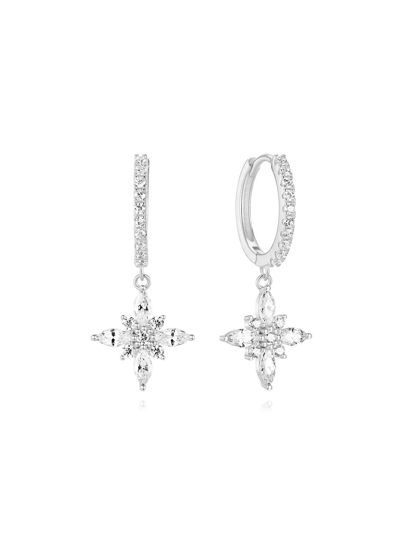 Sterlingsilber Wasserdichte Schmetterlings-Blumen Zirkon All-Match Ohrring-Set