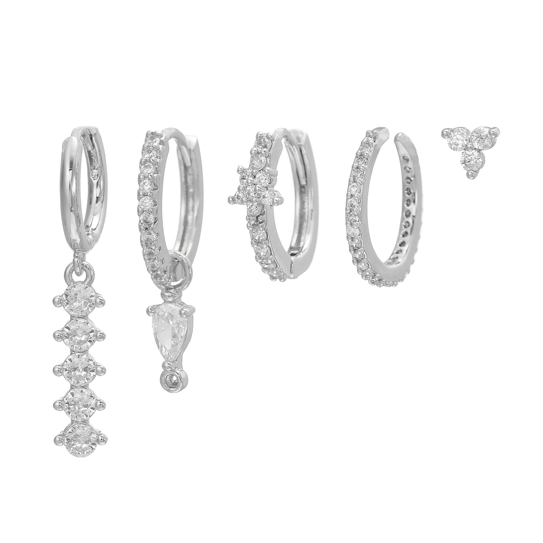 925er Sterling Silber Träne Klee Ohrring-Set