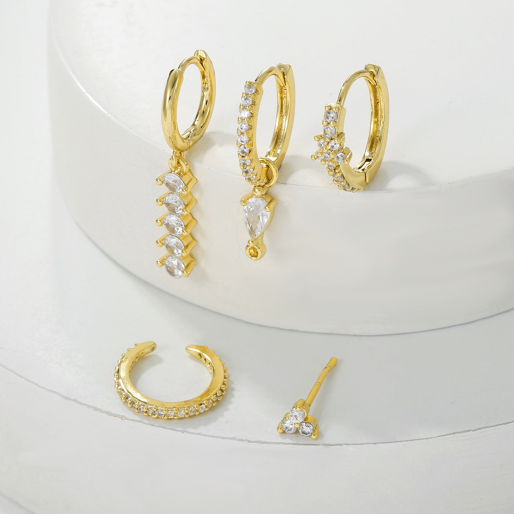 925er Sterling Silber Träne Klee Ohrring-Set