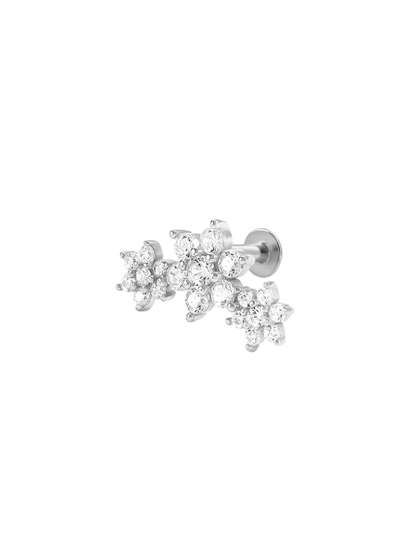 Sterlingsilber Wasserdichte Schmetterlings-Blumen Zirkon All-Match Ohrring-Set