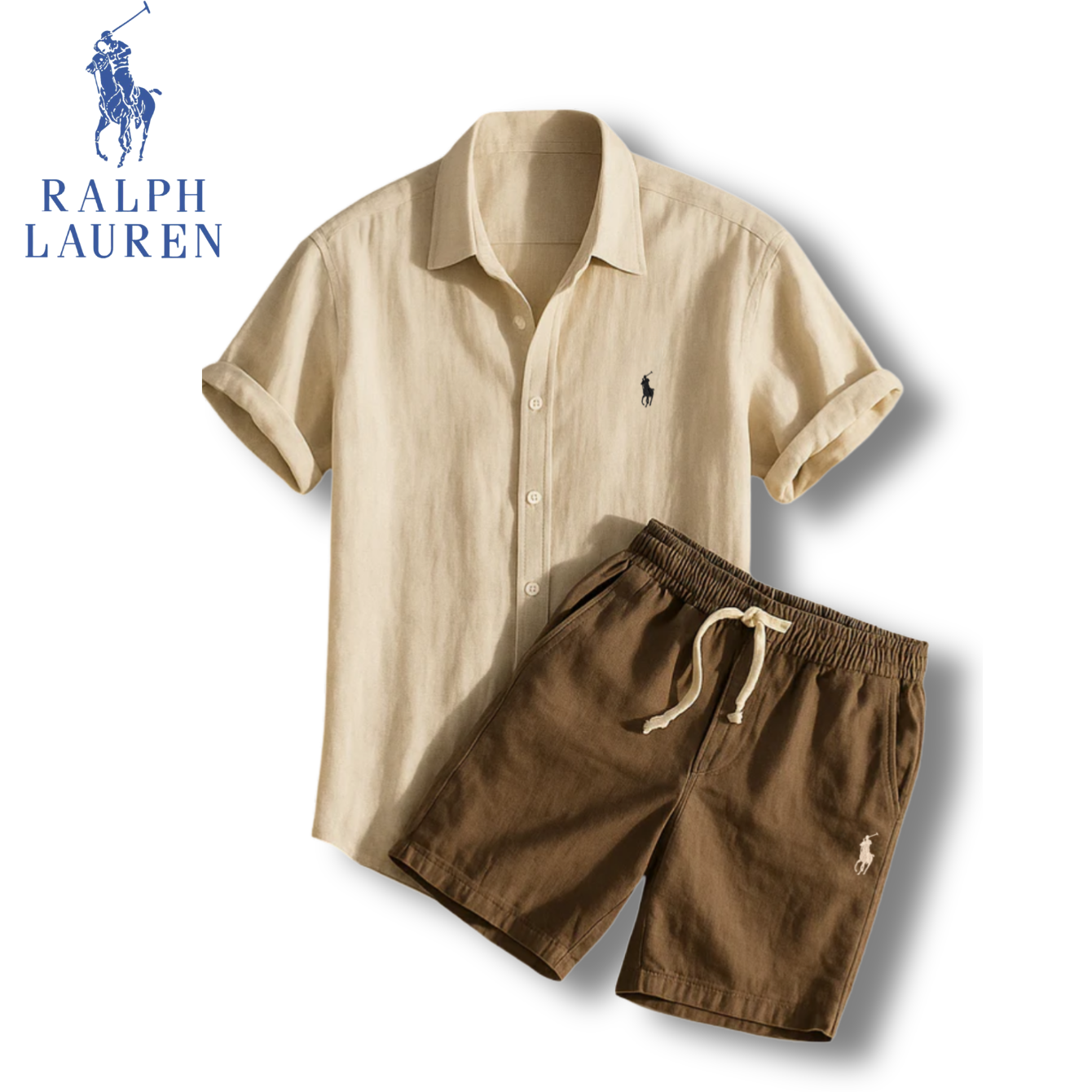 [Kaufe 1, Erhalte 2]Rаlрh Lаurеn Linen Summer Set – Herren Hemd & Shorts