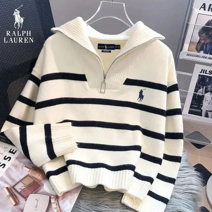 [Kaufe 1, Erhalte 2] Gestreifter Half-Zip Pullover – RÄUMUNGSVERKAUF