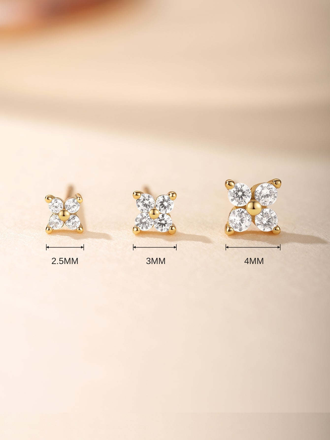 925 Chic Wasserfeste Blumen Zirkon Sterling Silber Stecker