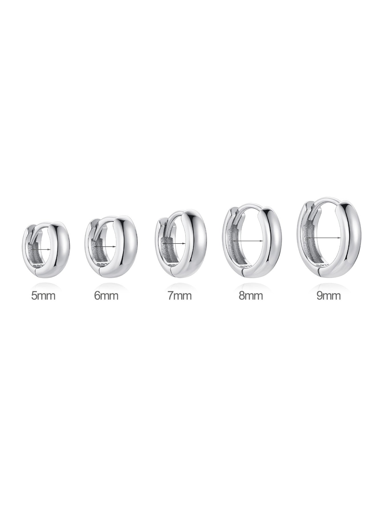 S925 Sterlingsilber Mehrere Größen Hufeisen-Ohrringe