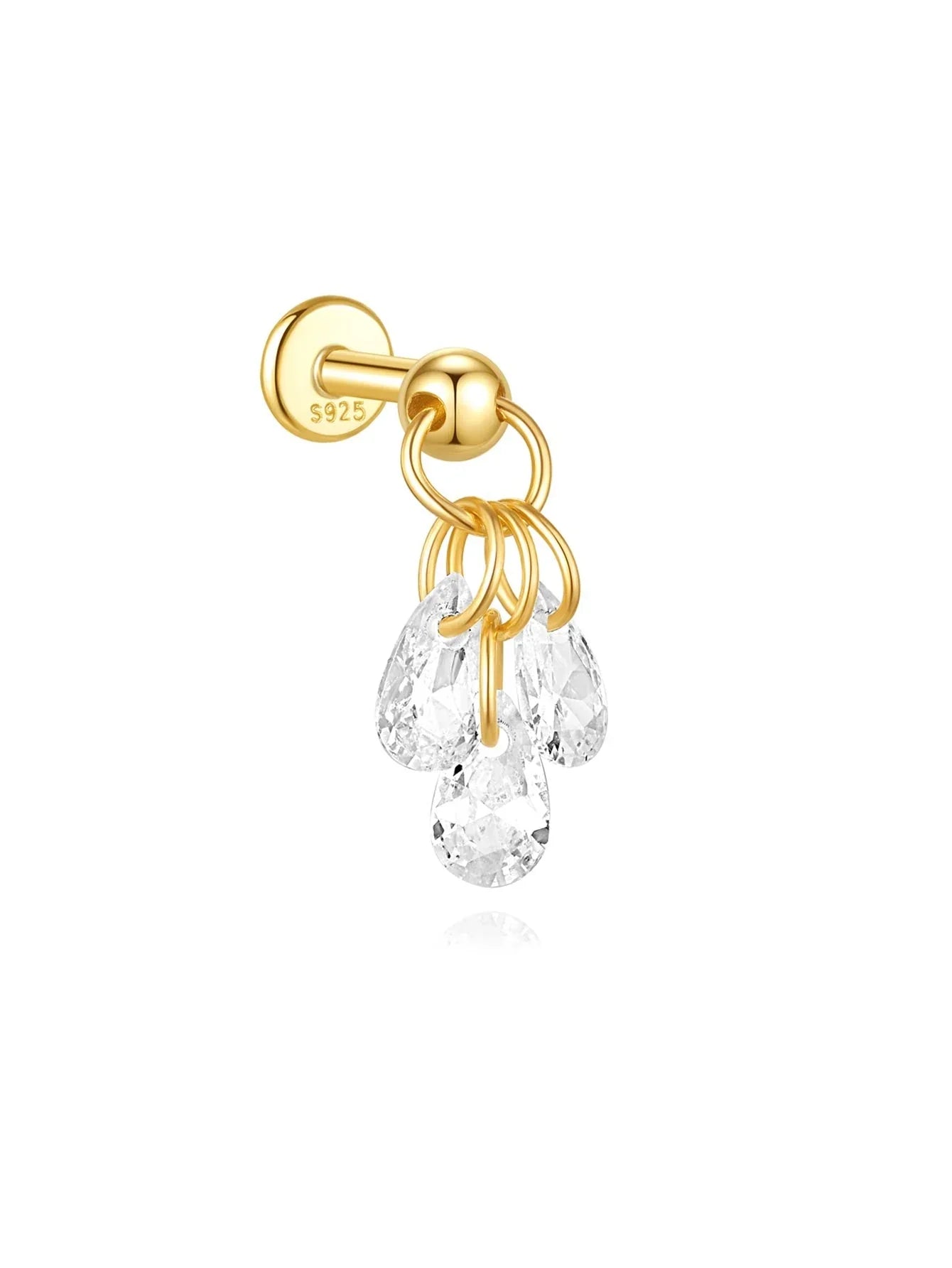 925 Sterling Silber Wasserfall-Blumen Piercing Stifte