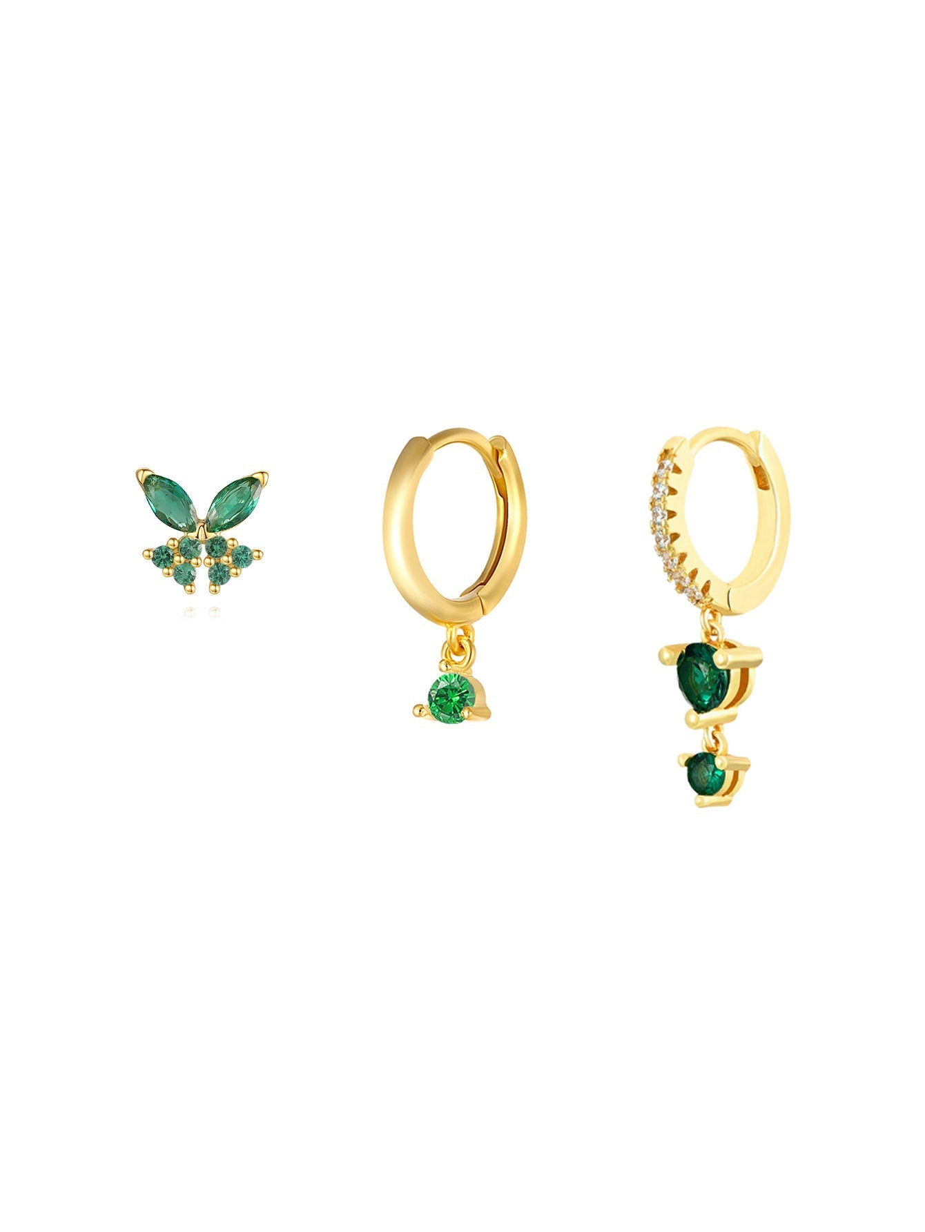 Elegantes Schmetterling- und Runder Ohrring-Set