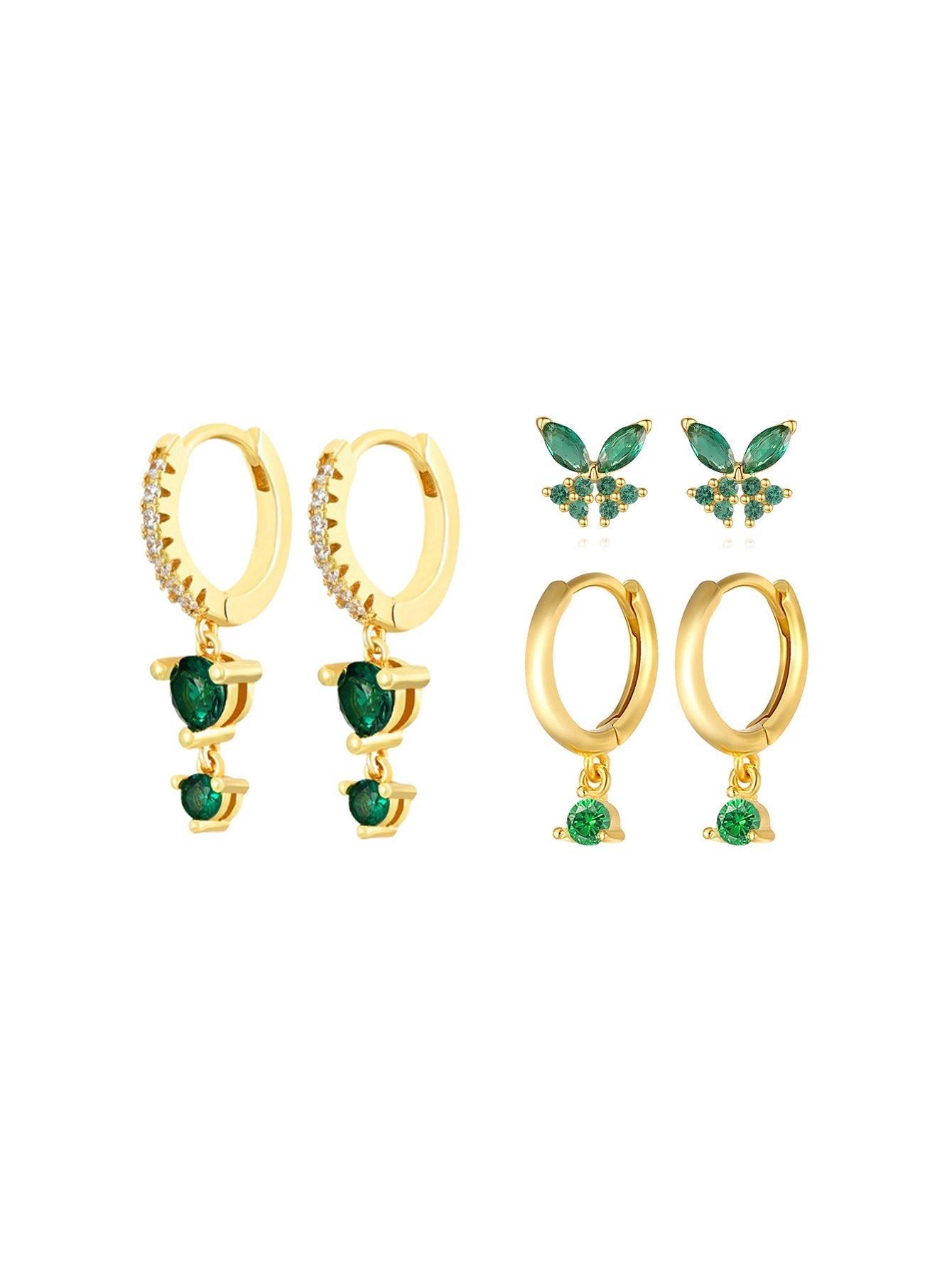 Elegantes Schmetterling- und Runder Ohrring-Set