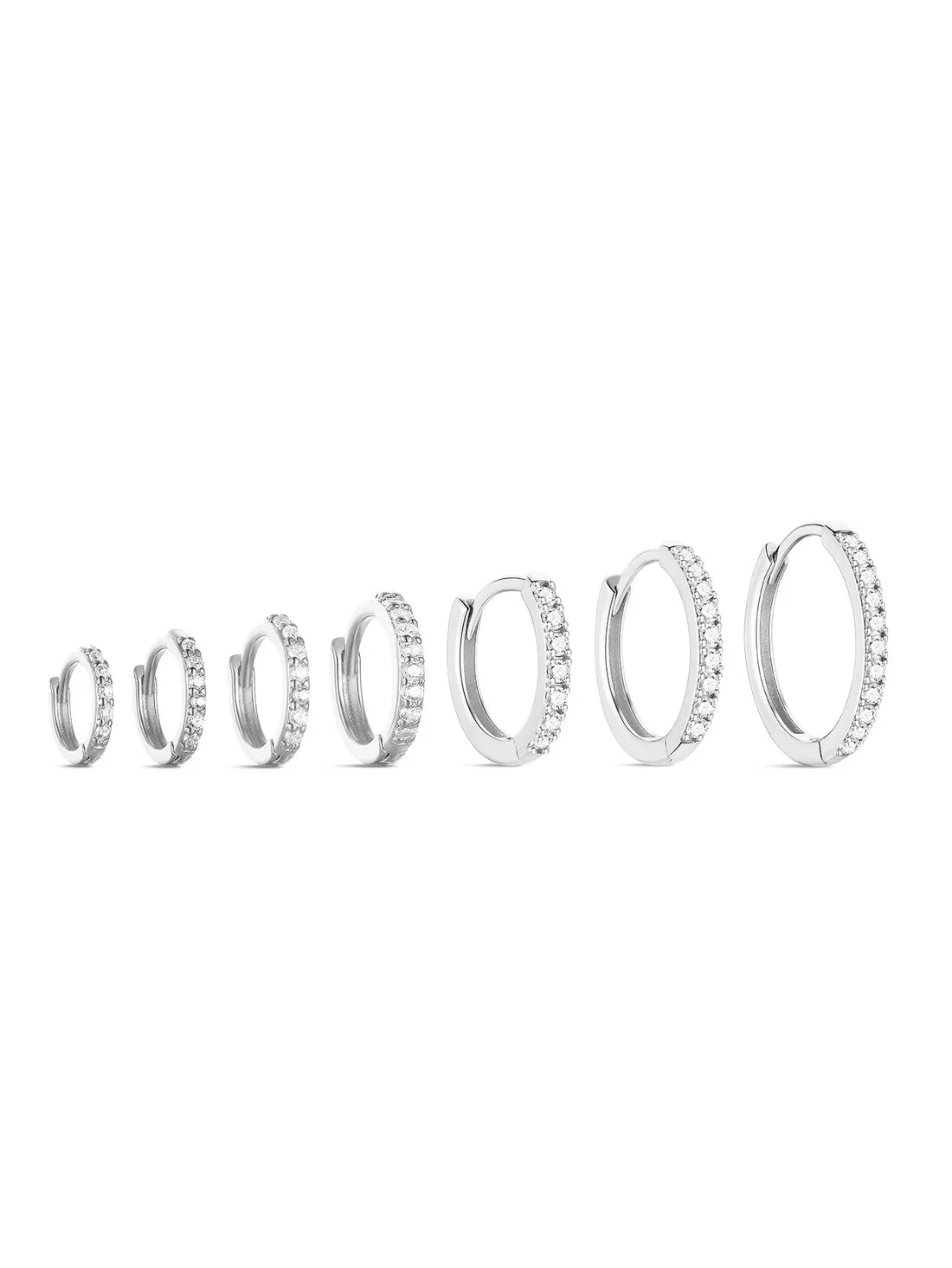 925 Klassische Wasserdichte Pavé-Hoop-Huggies-Ohrringe