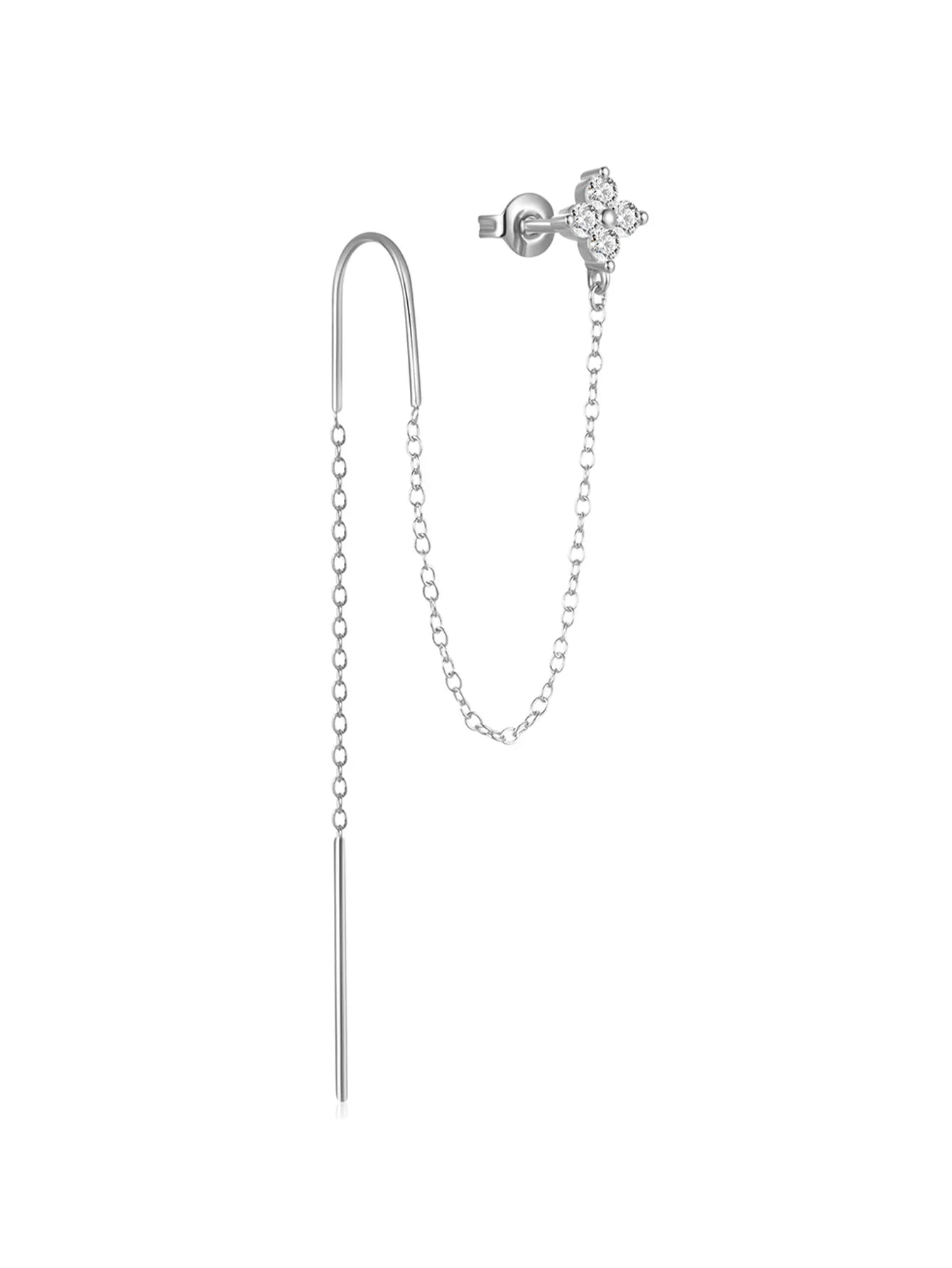 925er Sterling Silber Kette Blume Zirkon Wasserdichte Ohrringe
