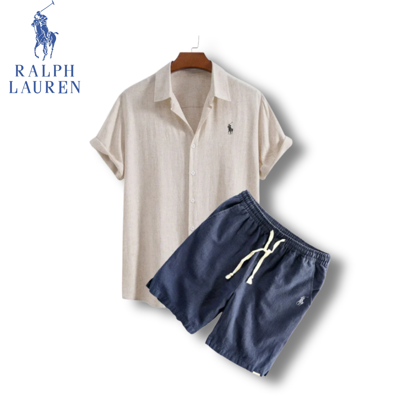 [Kaufe 1, Erhalte 2]Rаlрh Lаurеn Linen Summer Set – Herren Hemd & Shorts