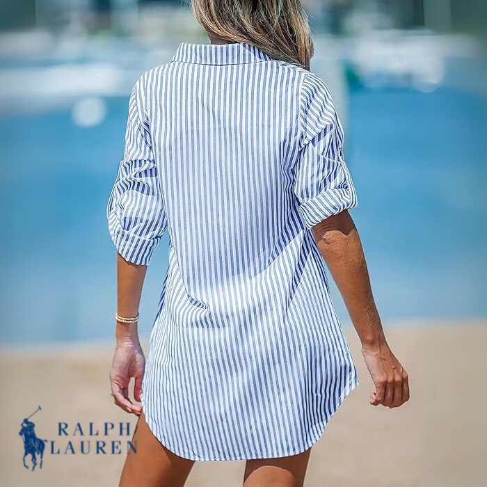 Rаlрh Lаurеn Classic Striped Shirt Dress + Free R. Ꮮаᴜгеn Brie Tote Bag