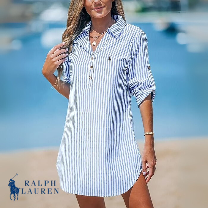 Rаlрh Lаurеn Classic Striped Shirt Dress + Free R. Ꮮаᴜгеn Brie Tote Bag