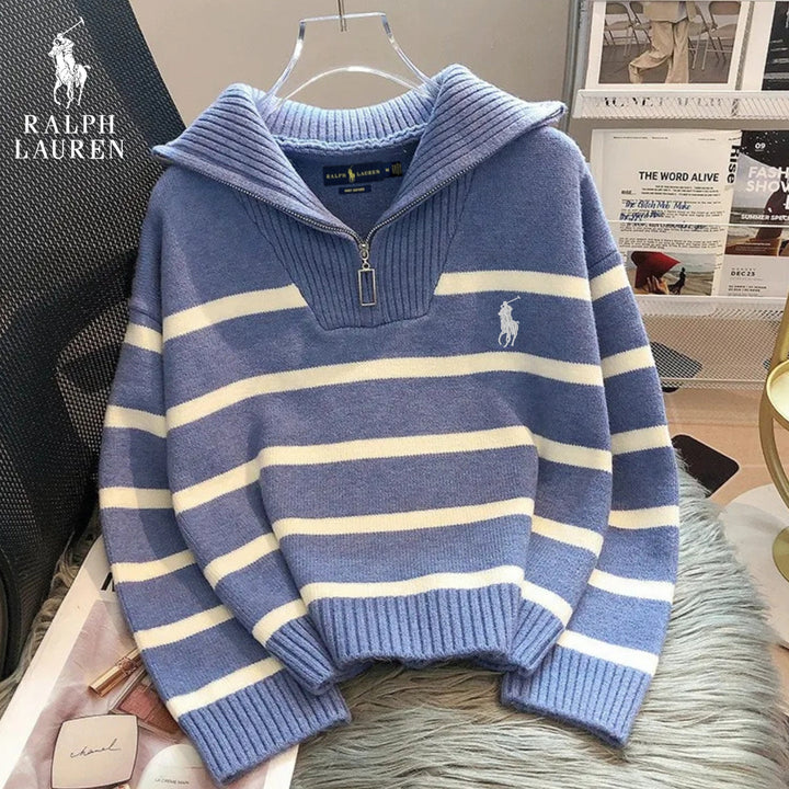 [Kaufe 1, Erhalte 2] Gestreifter Half-Zip Pullover – RÄUMUNGSVERKAUF