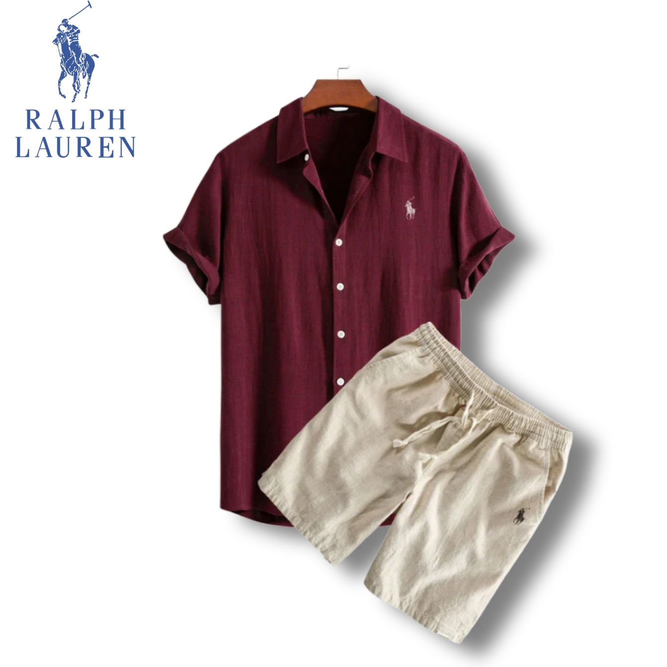[Kaufe 1, Erhalte 2]Rаlрh Lаurеn Linen Summer Set – Herren Hemd & Shorts