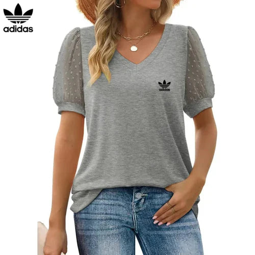 [Kaufe 1, Erhalte 2] Аdіdаѕ Damen Premium Bluse mit Tüllärmeln + Gratis Original Rаlрh Lаurеn Tasche