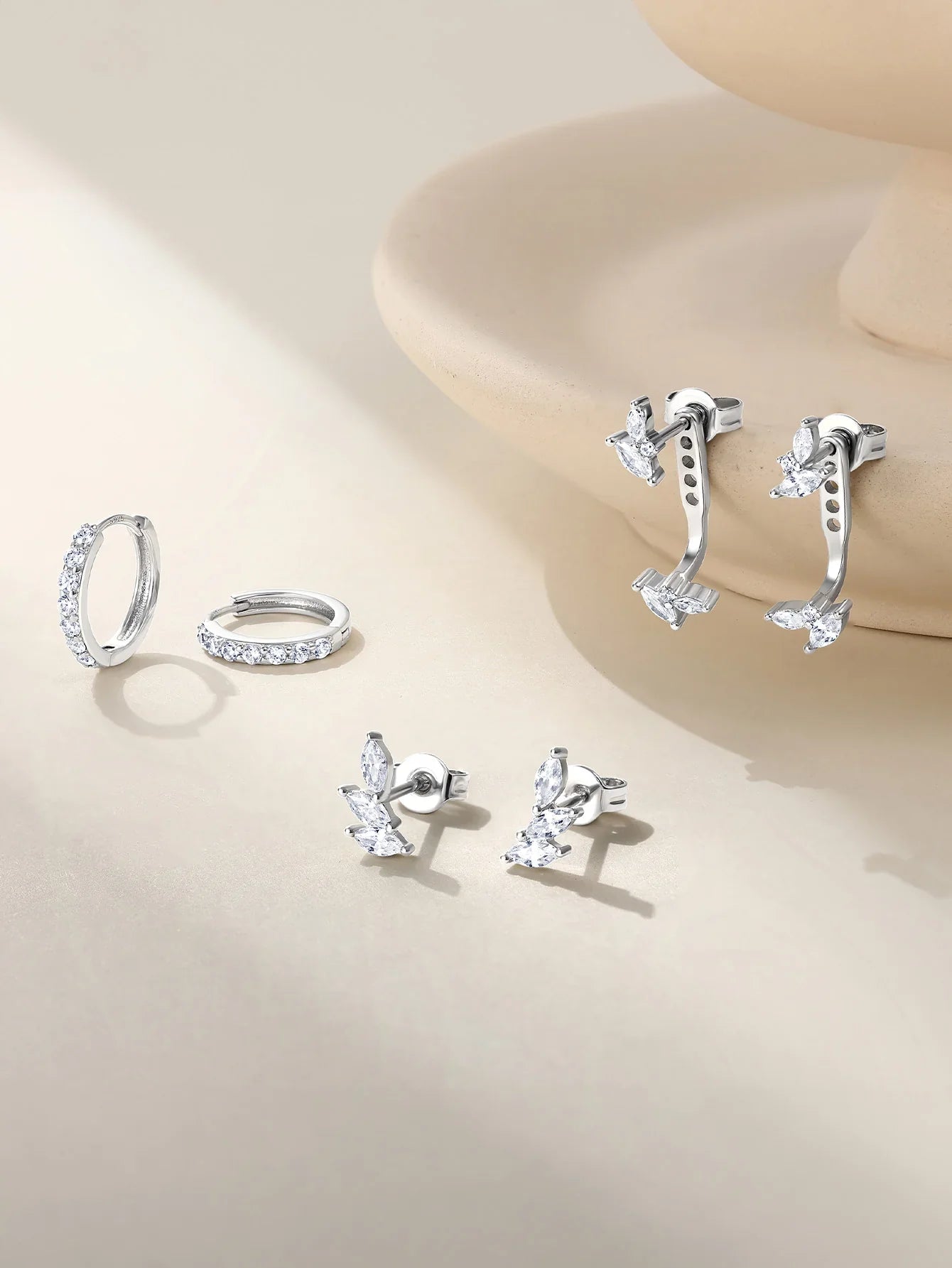925er Sterling-Silber Mode Pfer Augen Zirkon Ohrring-Serie