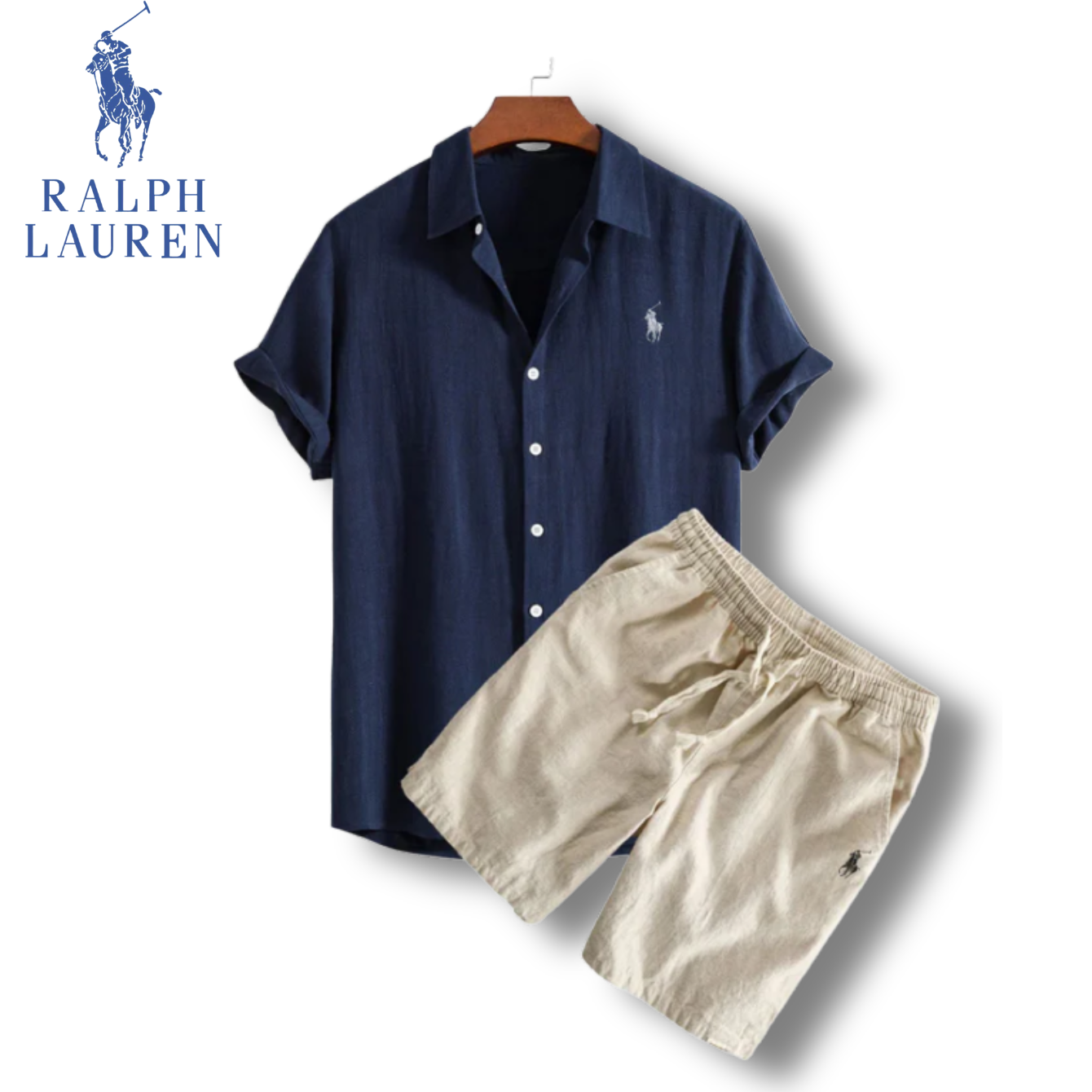 [Kaufe 1, Erhalte 2]Rаlрh Lаurеn Linen Summer Set – Herren Hemd & Shorts